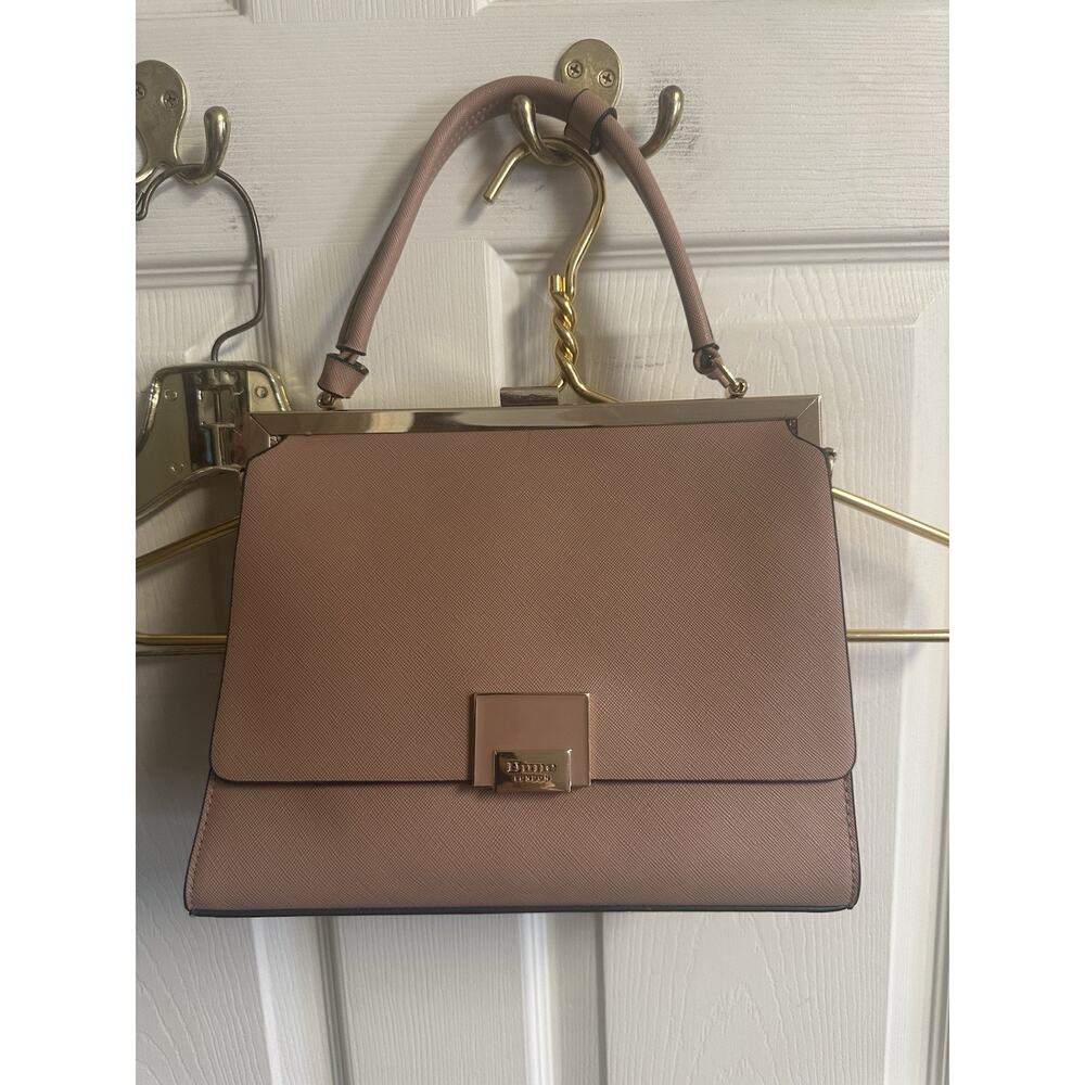 Dune London Pink Satchel Bag and Detachable Strap Women Purse Metal Bar 10x8